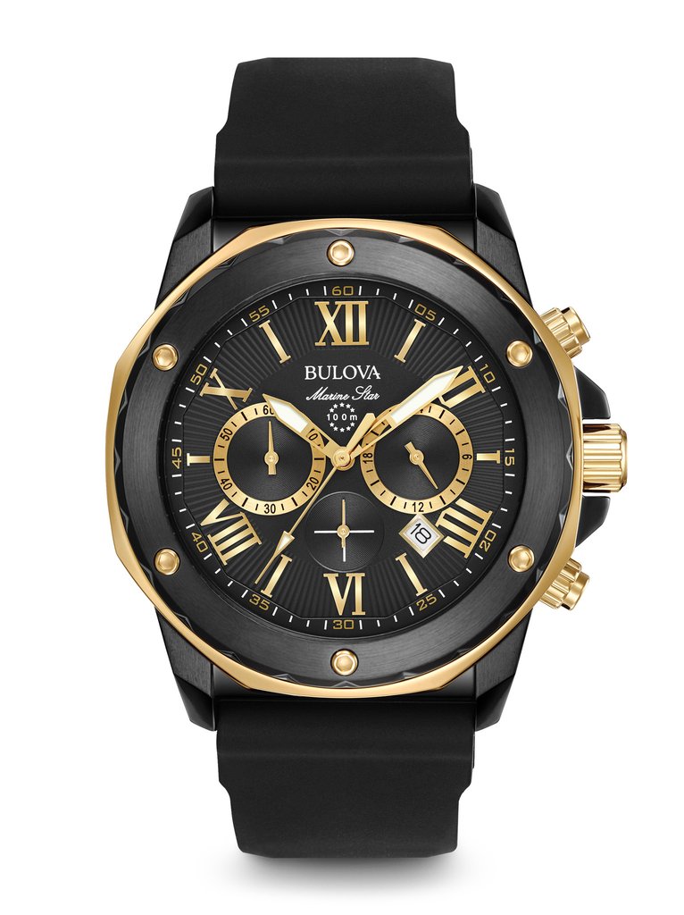 Bulova Men's Marine Star Chronograph Watch 98B278 Clock Doctor